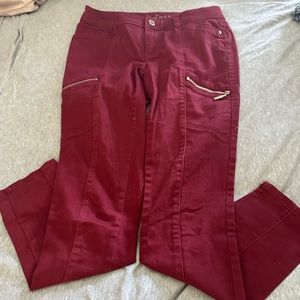 Hi rise red jeans with zippers that work